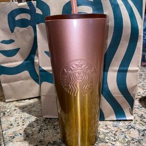 Starbucks pink and gold ombré metal tumbler 2020
